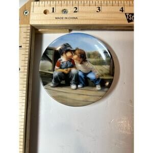Vintage Kids Kissing Decorative Plate Collectible Art Home Decor Gift